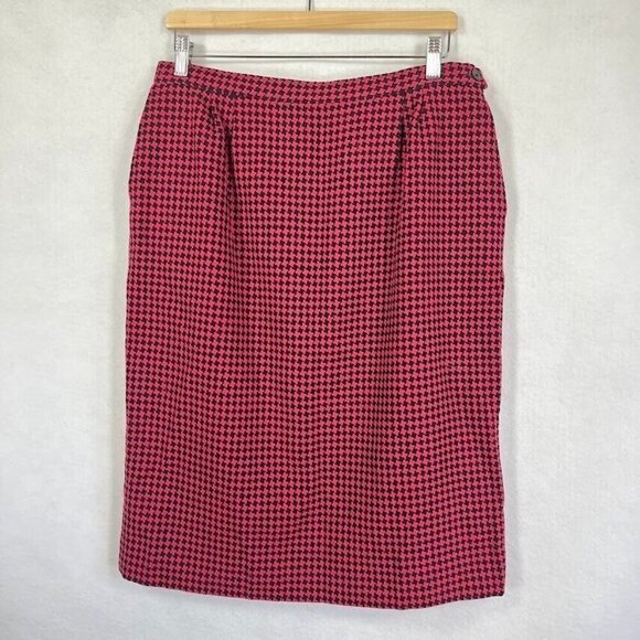 Pendleton Vintage Skirt Midi Wool Houndstooth 80s Academia Preppy GrandmaCore 16 - Picture 1 of 6
